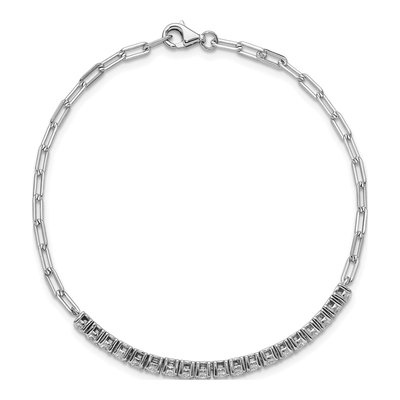 Sterling Silver CZ Paperclip Bracelet – view 4