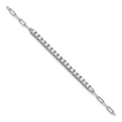 Sterling Silver CZ Paperclip Bracelet