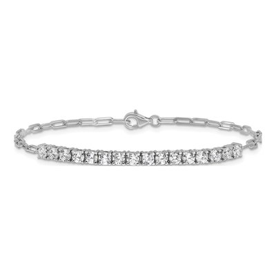 Sterling Silver CZ Paperclip Link Bracelet – view 3