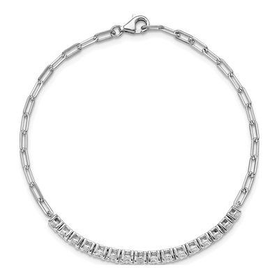 Sterling Silver CZ Paperclip Link Bracelet – view 4