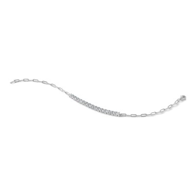 Sterling Silver CZ Paperclip Link Bracelet – view 7