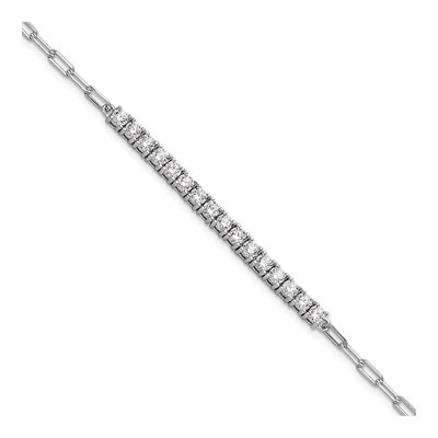 Sterling Silver CZ Paperclip Link Bracelet