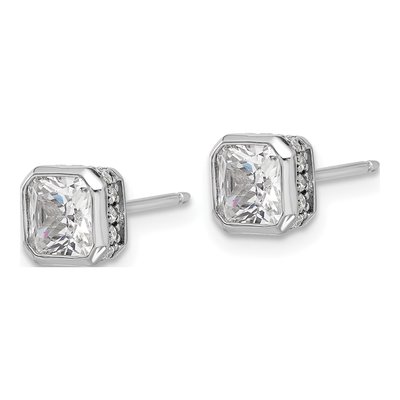 Sterling Silver 5mm CZ Square Stud Earrings – view 3