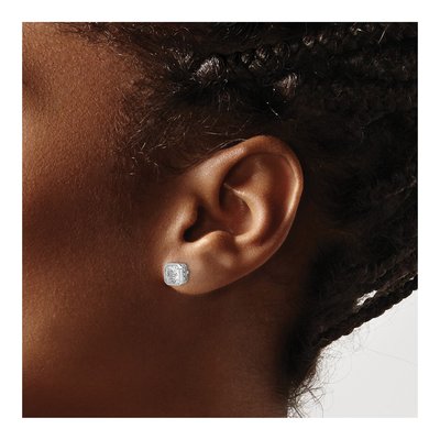 Sterling Silver 5mm CZ Square Stud Earrings – view 4