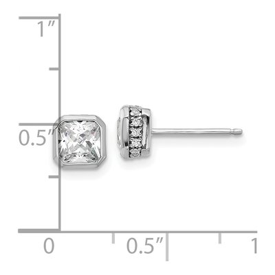 Sterling Silver 5mm CZ Square Stud Earrings – view 5