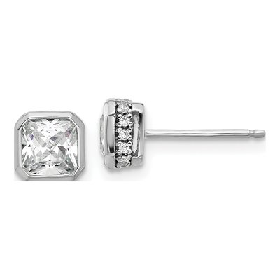 Sterling Silver 5mm CZ Square Stud Earrings