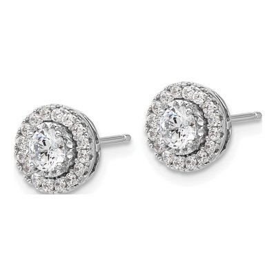 Sterling Silver 4mm Round CZ Cluster Button Stud Earrings – view 3