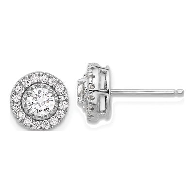 Sterling Silver 4mm Round CZ Cluster Button Stud Earrings
