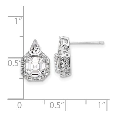 Sterling Silver Pear CZ Teardrop Cluster Stud Earrings – view 5