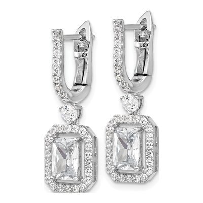 Sterling Silver 28mm CZ Huggie Hoop Earrings – view 2