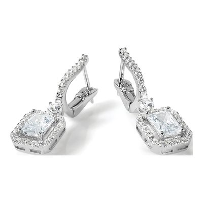 Sterling Silver 28mm CZ Huggie Hoop Earrings – view 5