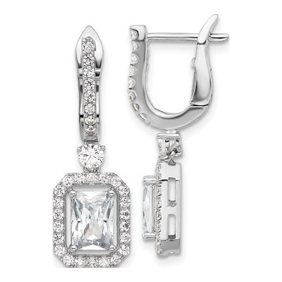 Sterling Silver 28mm CZ Huggie Hoop Earrings