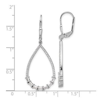 Sterling Silver CZ Teardrop Leverback Earrings – view 5