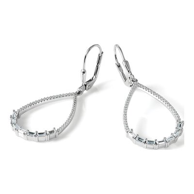 Sterling Silver CZ Teardrop Leverback Earrings – view 6