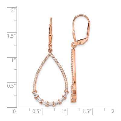 Rose Gold-Plated Sterling Silver CZ Teardrop Leverback Earrings – view 5
