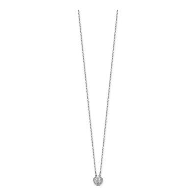 Sterling Silver CZ Pave Heart Pendant Necklace – view 3