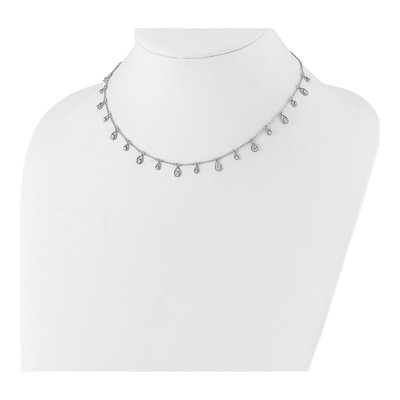 Sterling Silver CZ Teardrop Station Necklace – view 3