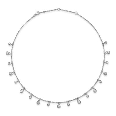 Sterling Silver CZ Teardrop Station Necklace – view 4