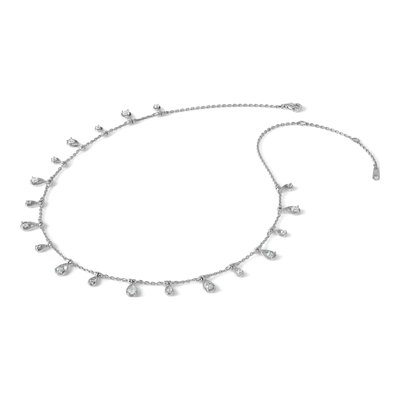 Sterling Silver CZ Teardrop Station Necklace – view 6