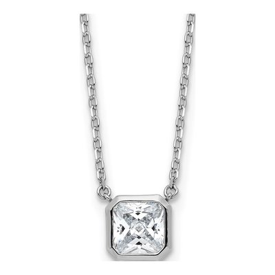 Sterling Silver CZ Square Necklace