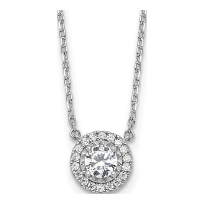 Sterling Silver CZ 19-Stone Necklace