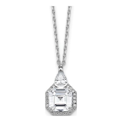 Sterling Silver CZ Teardrop Necklace