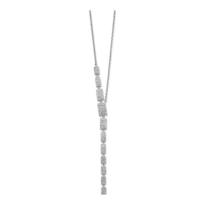 Sterling Silver CZ Rectangle Drop Necklace – view 3
