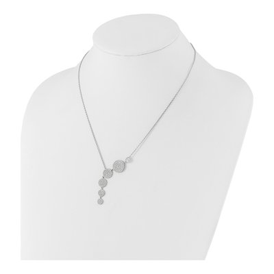 Sterling Silver CZ Circle Drop Necklace – view 3
