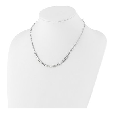 Sterling Silver CZ Paperclip Necklace – view 3