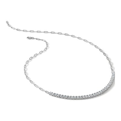 Sterling Silver CZ Paperclip Necklace – view 6