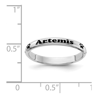 Sterling Silver Personalized Paw Print Stackable Ring – view 7