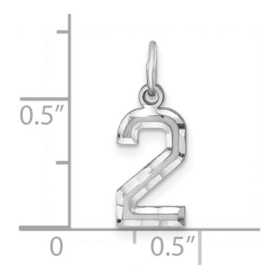 Sterling Silver Diamond-Cut Number 2 Charm – view 4