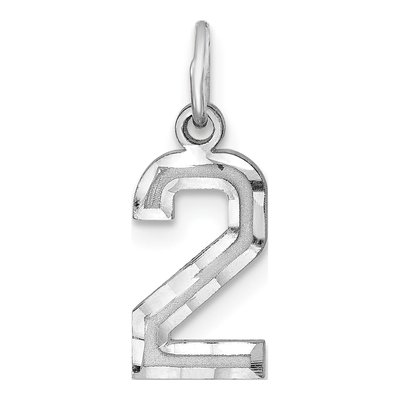 Sterling Silver Diamond-Cut Number 2 Charm