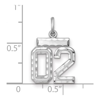 Sterling Silver Diamond-Cut Number 02 Charm – view 2