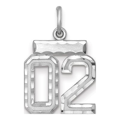 Sterling Silver Diamond-Cut Number 02 Charm