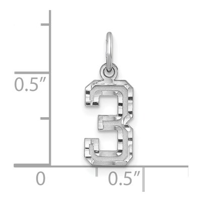 Sterling Silver Diamond-Cut Number 3 Charm – view 4