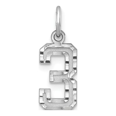 Sterling Silver Diamond-Cut Number 3 Charm