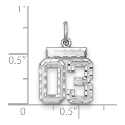 Sterling Silver Diamond-Cut Number 03 Charm – view 2