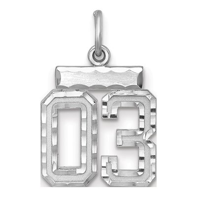 Sterling Silver Diamond-Cut Number 03 Charm