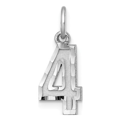 Sterling Silver Diamond-Cut Number 4 Charm