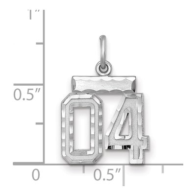 Sterling Silver Diamond-Cut Number 04 Charm – view 4