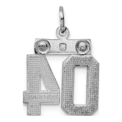 Sterling Silver Diamond-Cut Number 04 Charm – view 5