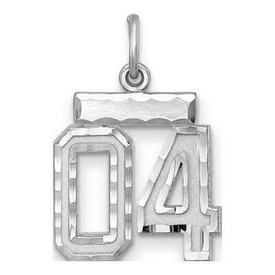 Sterling Silver Diamond-Cut Number 04 Charm