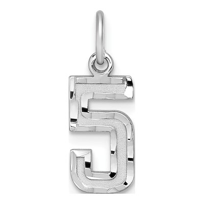 Sterling Silver Diamond-Cut Number 5 Charm