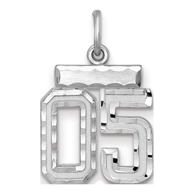 Sterling Silver Diamond-Cut Number 05 Charm