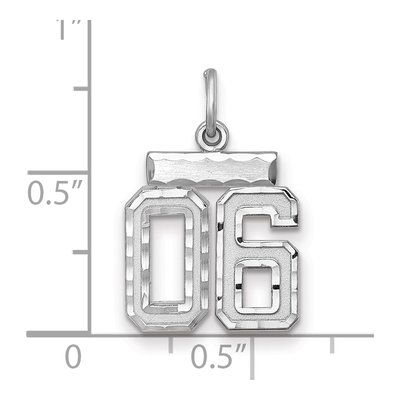 Sterling Silver Diamond-Cut Number 06 Charm – view 2