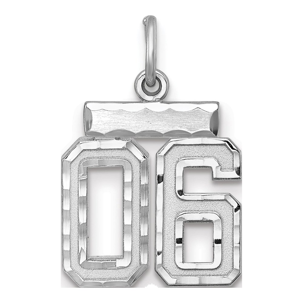Sterling Silver Diamond-Cut Number 06 Charm