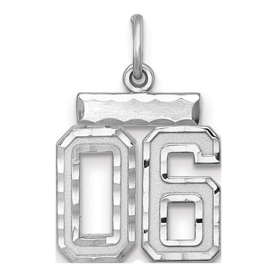 Sterling Silver Diamond-Cut Number 06 Charm