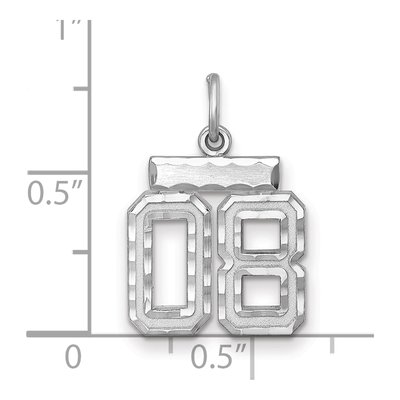 Sterling Silver Diamond-Cut Number 08 Charm – view 2