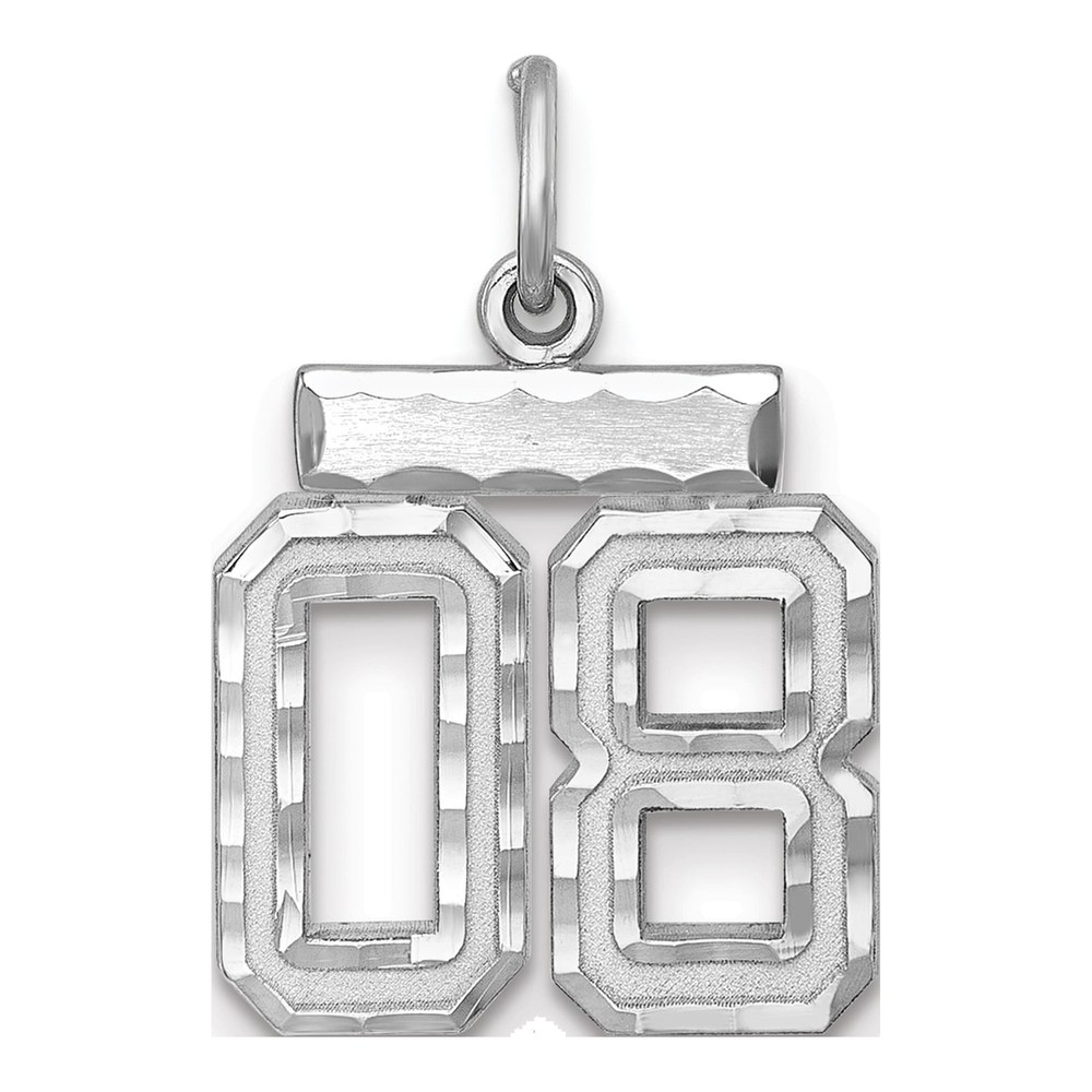 Sterling Silver Diamond-Cut Number 08 Charm